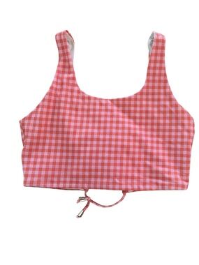 Maven Thread coastal bikini swim top Medium orange gingham strappy /high neck